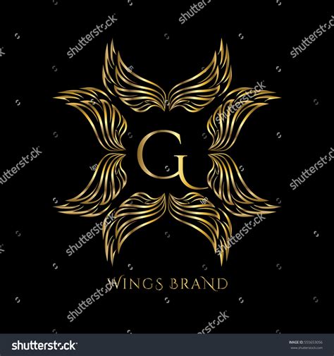 Golden Wings Frame Luxury Vector Logo Stock Vector (Royalty Free) 555653056