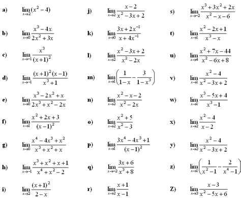 Limits Calculus Worksheet