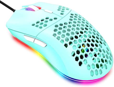 Wired Lightweight Gaming Mouse, 6 RGB Backlit Mouse with 7 Buttons Programmable Driver, 6400DPI ...