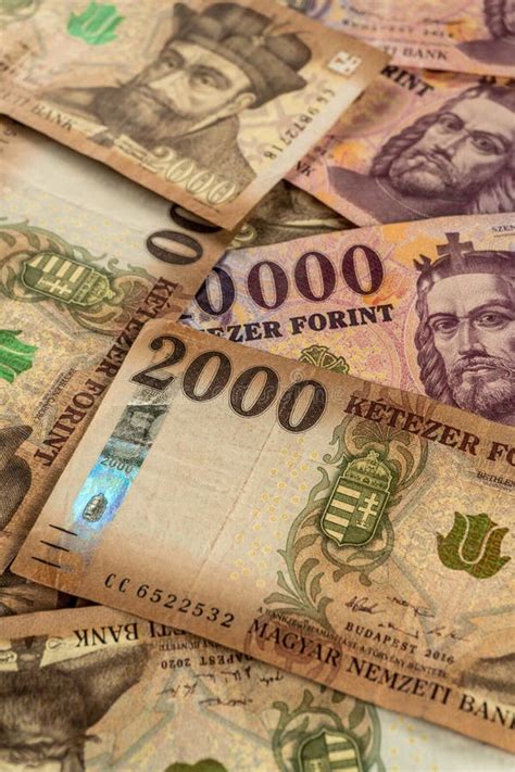 Hungarian forint banknotes editorial stock image. Image of paying ...