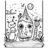 Kolorowanka Kapryśne Stworzenia W Stylu Tima Burtona · Creative Fabrica sketch template