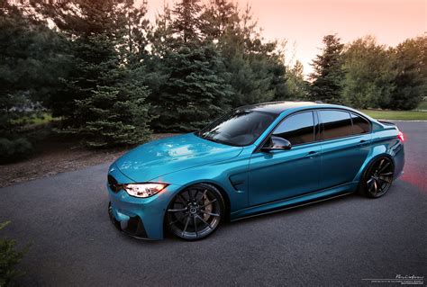 Sensational Blue Paint on BMW 3-Series Fitted with Gloss Black Brixton ...