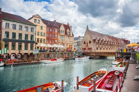 Canals of Gent, Belgium stock image. Image of channel - 111347237