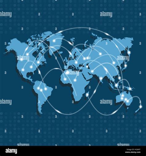 World map with nodes linked by lines. International Logistics or ...