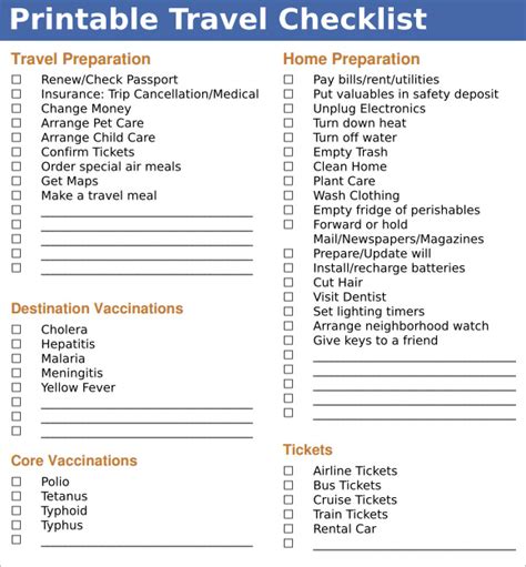 FREE 10+ Travel Checklist Samples in Excel | Google Docs | MS Word | Pages | PDF