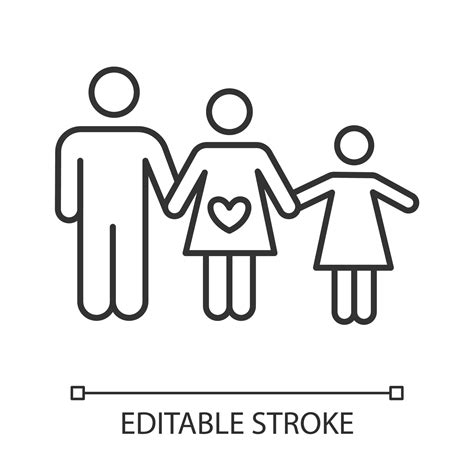 Family planning linear icon. Husband, wife raising child. Mother ...