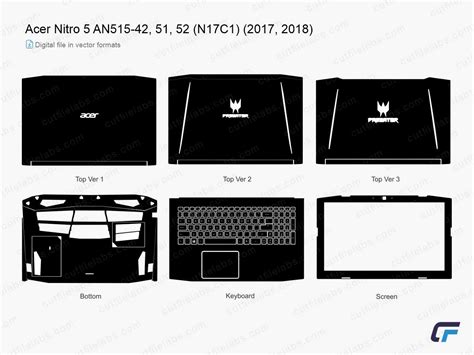 Acer Nitro 5 AN515-42, 51, 52 (N17C1) (2017, 2018) Cut File Template | CutFileLabs