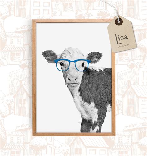 Hereford Calf Cow Art Farm Animal Prints Animal With - Etsy