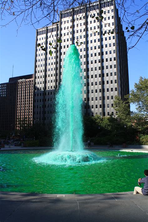 LOVE PARK Fountain Goes GREEN | The Fountain at LOVE PARK is… | Flickr