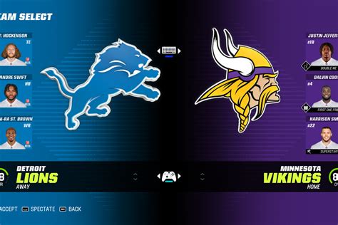 Video: Detroit Lions vs. Minnesota Vikings Madden 23 simulation - Pride ...