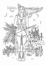 Dnd Coloring Page Elven Archer Fantasy Printable  sketch template