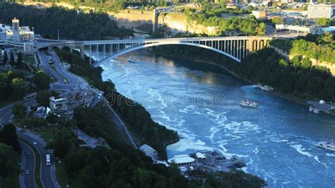 Aerial Rainbow Bridge in Niagara Falls, Canada Stock Photo - Image of ...