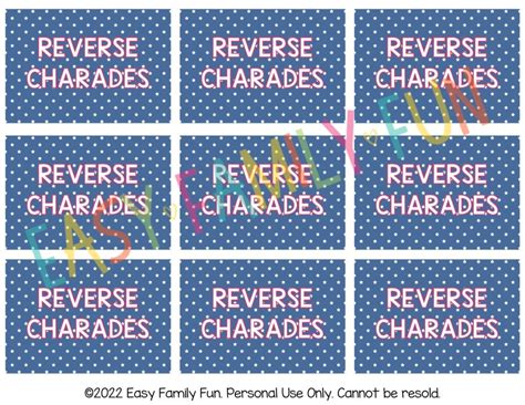 The Best Reverse Charades Ideas + Printable Cards