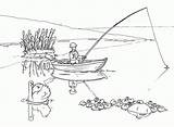 Man In A Boat Fishing And Swan Coloring Page Printable sketch template