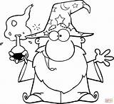 Crazy Wizard Holding A Green Magic Potion coloring Page  Free sketch template