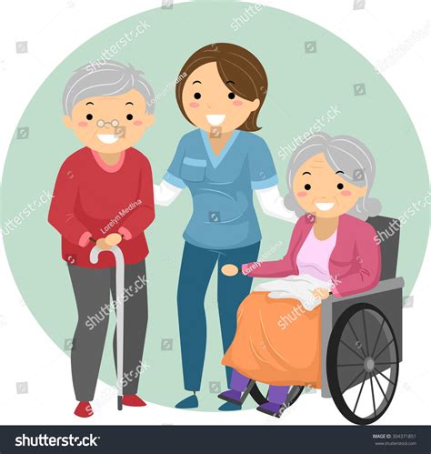 Stickman Illustration Caregiver Assisting Elderly Patients Stock Vector (Royalty Free) 304371851 ...