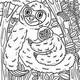 Mother Sloth And Baby Coloring Page For Kids 17197861 Vector Art  sketch template