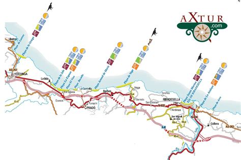 mapa playas colunga-ribadesella picos de europa