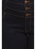 Plus Size Three Button High Waist Navy Blue Denim Jeans – Plussizefix