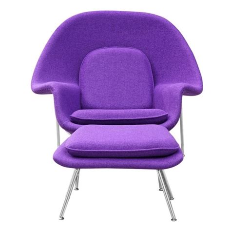 Saarinen Womb Chair w/Ottoman, Purple Wool Fabric, Take 1 Designs | Mid Century Modern Furniture