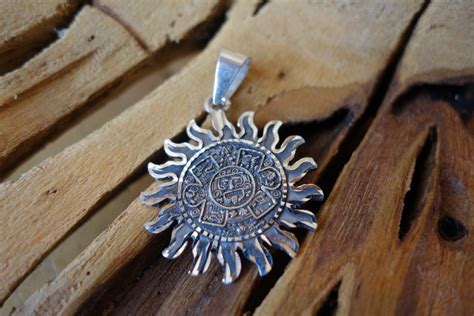 925 34mm Silver Mayan Sun Pendant