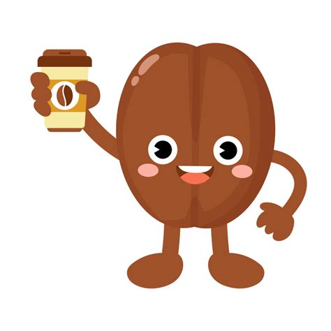 Funny coffee bean Holding Coffee Cup 46028197 PNG