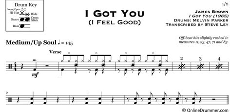 I Got You (I Feel Good) - James Brown - Drum Sheet Music ...