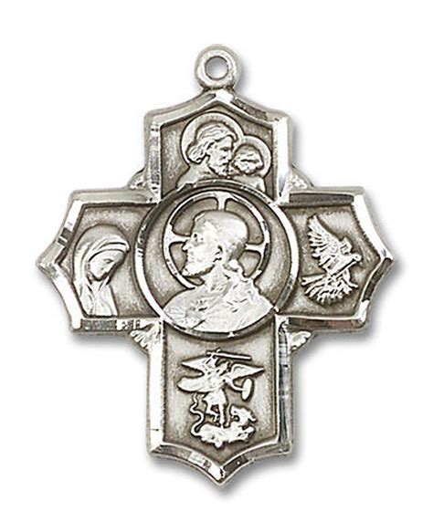 Large Sacred Heart 5-Way Medal - Sterling Silver 1 1/4" x 1" Pendant ...