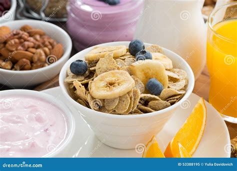 Healthy Breakfast with Cereal and Fruits Stock Image - Image of meal, milk: 53388195