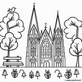 Coloring page Of A cathedral Download Or Print For Free sketch template