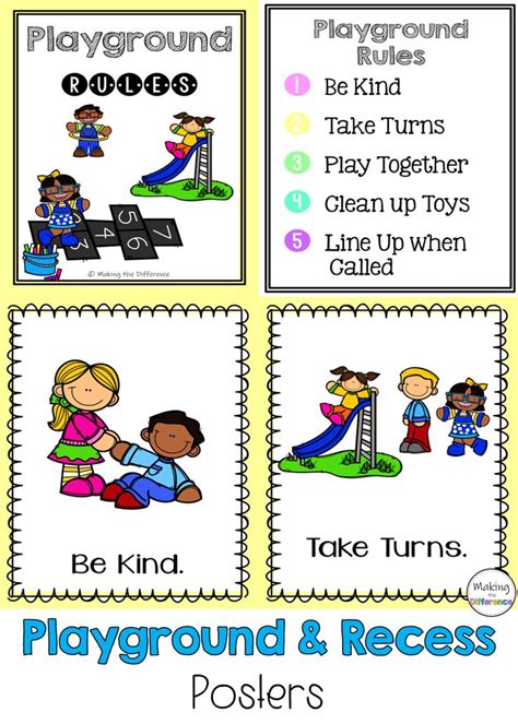 Playground & Recess Rules Posters & Procedures | Recess rules, Classroom rules poster, Preschool ...