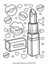 Beauty Coloring Book Lipstick Kisses Stock Vector Royalty  sketch template