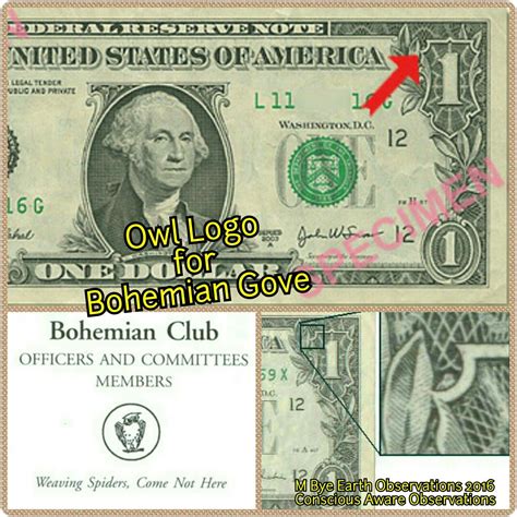 Owl on $1 and the logo for Bohemian Grove Bohemian Club, Bohemian Grove ...