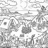 A Landscape Featuring Native Americans Living In Harmony With Nature  sketch template