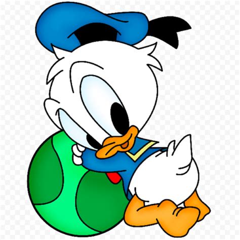 Baby Cartoon Donald Duck Playing With Green Ball PNG | Citypng