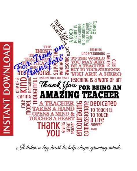 Teacher Appreciation Word Art PreK Kindergarten or Grade