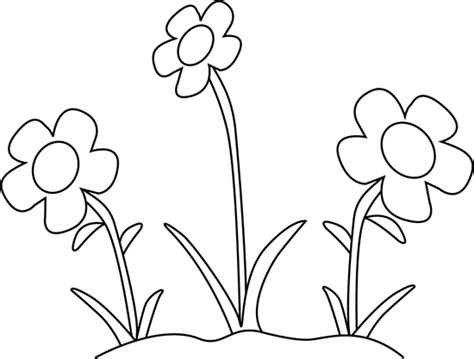 Black and White Flower Garden Clip Art - Black and White Flower ... | Clipart black and white ...