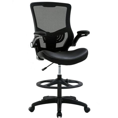 Drafting Chair Ergonomic Tall Office Chair with Flip Up Arms Foot Rest Back Support Adjustable ...