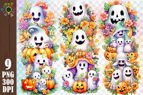 Halloween Happy Kawaii Ghosts Family Png Graphic by MICON DESIGNS · Creative Fabrica