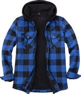 ZENTHACE Men's Sherpa Lined Full Zip Hooded Plaid Flannel Shirt Jacket Black/White XL - ShopStyle