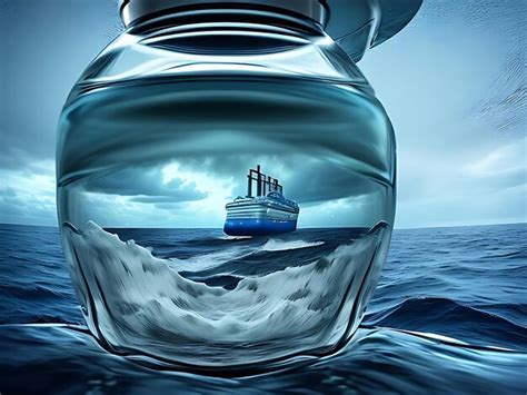 Premium Photo | Ship inside of a bottle on the ocean