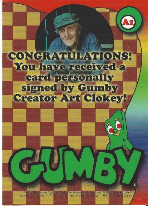 Art Clokey Creator of Gumby Hand Signed in GREEN Autograph Trading Card A1 2001 Toon's Station ...