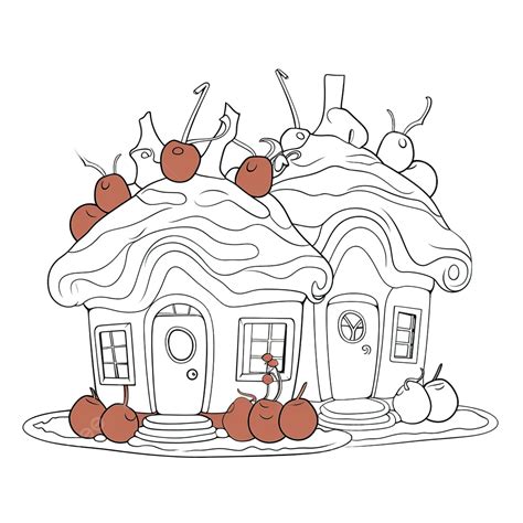 Childrens Coloring Book Illustration Cake House With Cherry, Kids Book, Kids Art, Kids PNG ...