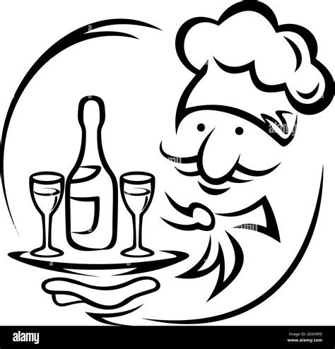 Waiter with tray and champagne for food service design Stock Vector Image & Art - Alamy