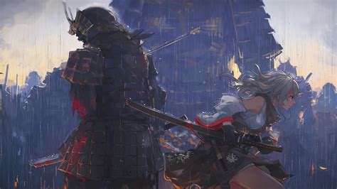 Samurai, Fighting, Anime, Girl, 4K, 3840x2160, HD Wallpaper | Rare Gallery