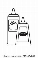 Ketchup Mustard Coloring Pages Printable Preschool Stock Vector  sketch template