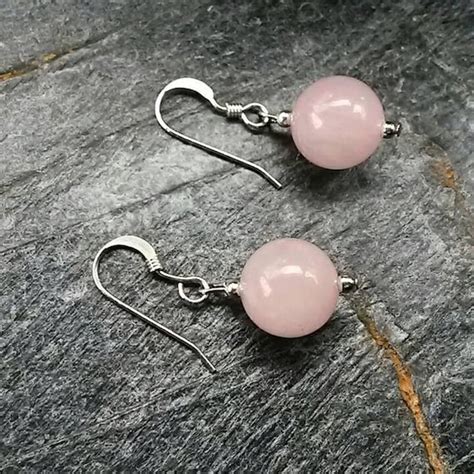 Rose Quartz Earrings/dangle Earrings/rose Quartz Beads/rose - Etsy