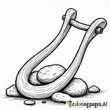 sling Shot Five Stones Simple Line Drawing No Shading — AI Coloring  sketch template