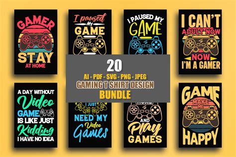 Gaming Retro T-Shirt Design Bundle Bundle · Creative Fabrica