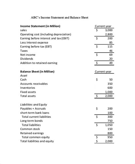 Balance Sheet Statement Template | DocTemplates